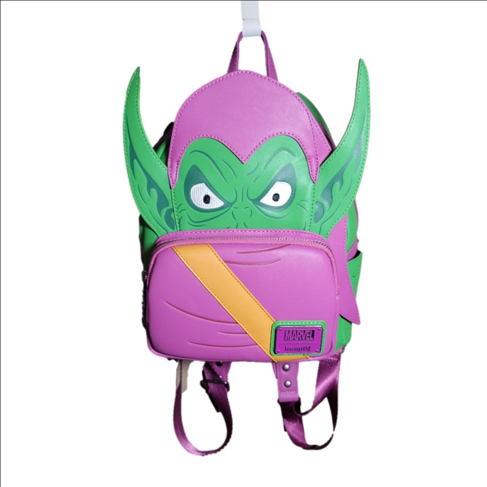 Loungefly Green Goblin faux leather daypack backpack gun metal grey hardware